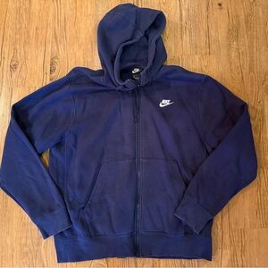 Nike Men’s Navy Blue Zip-Up Hoodie Large